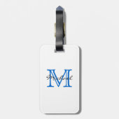 こんにちはハンサム-はっきりしたな白黒の青のモノグラム ラゲッジタグ (裏面縦)