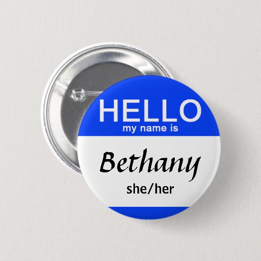 こんにちはパーソナライズされた私の名前は名前をカスタムするの代名詞 缶バッジ (正面&裏面)