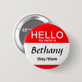 こんにちはパーソナライズされた私の名前は名前をカスタムするの代名詞 缶バッジ (正面&裏面)