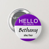 こんにちはパーソナライズされた私の名前は名前をカスタムするの代名詞 缶バッジ (正面&裏面)