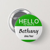 こんにちはパーソナライズされた私の名前は名前をカスタムする代名詞 缶バッジ (正面&裏面)