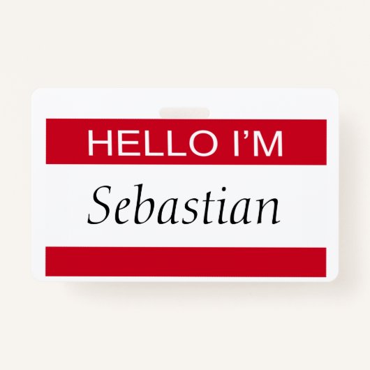 こんにちはパーソナライズされた バッジ (正面)