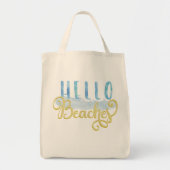 こんにちはビーチ-水彩画の夏のトートバック トートバッグ (正面)