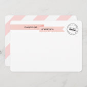 こんにちはピンクのリボンのノート ノートカード (正面/裏面)