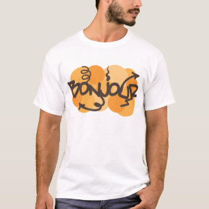 こんにちはフランス人のBonjourの落書きで Tシャツ