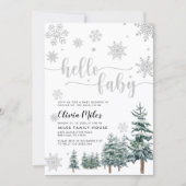 こんにちはベイビーの招待状, シルバーウィンターのベイビーシャワー 招待状 (正面)