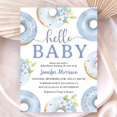 こんにちはベイビーブルードーナツベイビーシャワー招待状 招待状