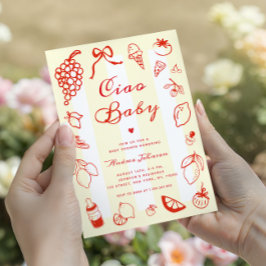 こんにちはベイビー イタリアン ハンドドローンレモン ベイビーシャワー 招待状