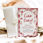 こんにちはベイビー イタリアン ピザ シャワー 招待状