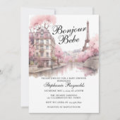 こんにちはベイビー、ハローベイビー、ベイビーシャワー、フランスの赤ちゃん 招待状 (正面)