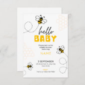こんにちはベイビー、ベイビーシャワー招待状かわいいハチ 招待状 (正面/裏面)