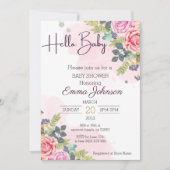 こんにちはベイビー 水彩花ベイビーシャワー 招待状 (正面)