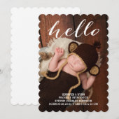 こんにちはベビーのモダンな誕生の発表のフォトカード 案内状 (正面/裏面)