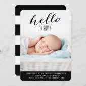 こんにちはベビーのモダンな誕生の発表のフォトカード 案内状 (正面/裏面)