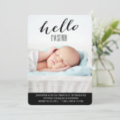 こんにちはベビーのモダンな誕生の発表のフォトカード 案内状 (スタンド正面)