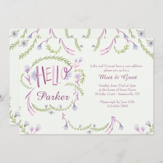 こんにちはベビーの大会は招待状に挨拶し、 招待状 (正面/裏面)