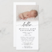 こんにちはベビーの誕生の発表の一口は及びパーティーに会います 案内状 (正面/裏面)