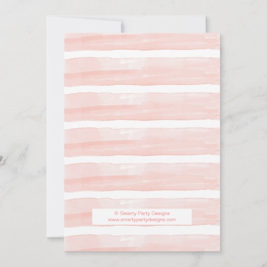 こんにちはベビーウォーターカラーピンク&金ゴールドベビーシャワー 招待状 (裏面)