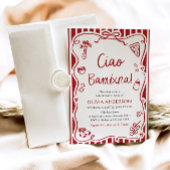 こんにちはベビーガール イタリア風ベビーシャワーパーティー 招待状