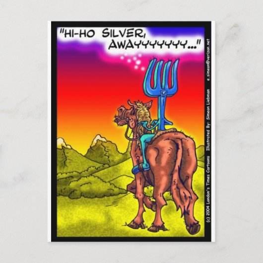 こんにちはホー・シルバー?おもしろいローンレンジャーパロディ漫画のギフト ポストカード (正面)