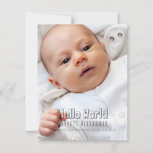 こんにちは世界の誕生Annoucement 案内状 (正面)