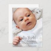 こんにちは世界の誕生Annoucement 案内状 (正面/裏面)