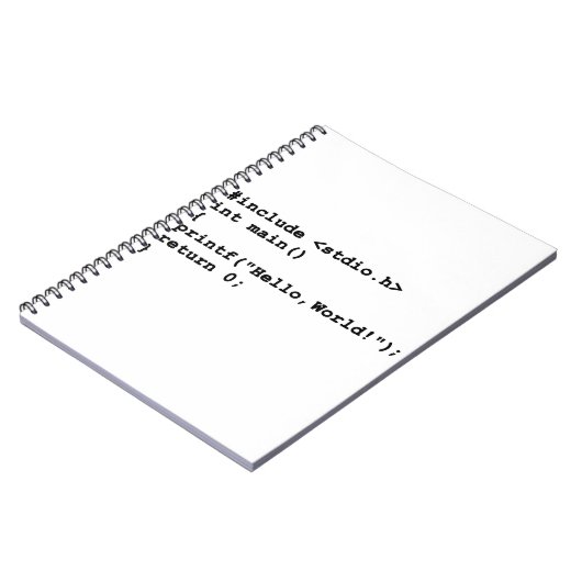 こんにちは世界Cのプログラミング言語のコーディング ノートブック (左側)