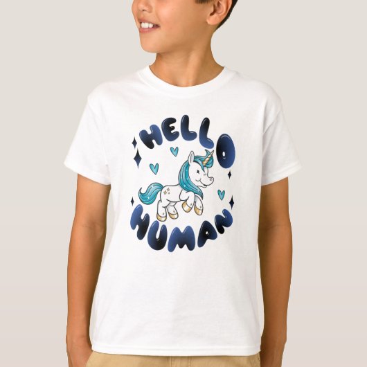 こんにちは人間の可愛いユニコーン Tシャツ (正面)