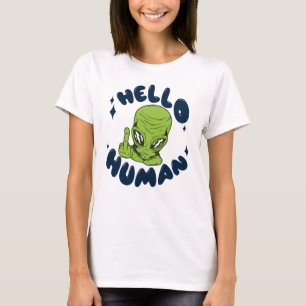 こんにちは人間 おもしろい エイリアン Tシャツ