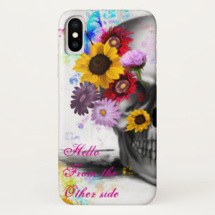 こんにちは他の側からフローラ蝶スカル iPhone X ケース