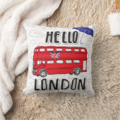 こんにちは傘が付いているロンドン|手の教養がある印 クッション (ブランケット)