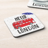 こんにちは傘が付いているロンドン|手の教養がある印 コースター (左側)