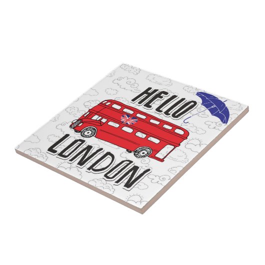 こんにちは傘が付いているロンドン|手の教養がある印 タイル (側面)