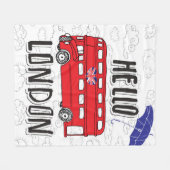 こんにちは傘が付いているロンドン|手の教養がある印 フリースブランケット (正面(横))