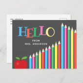 こんにちは先生色鉛筆Chalkboardから ポストカード (正面/裏面)