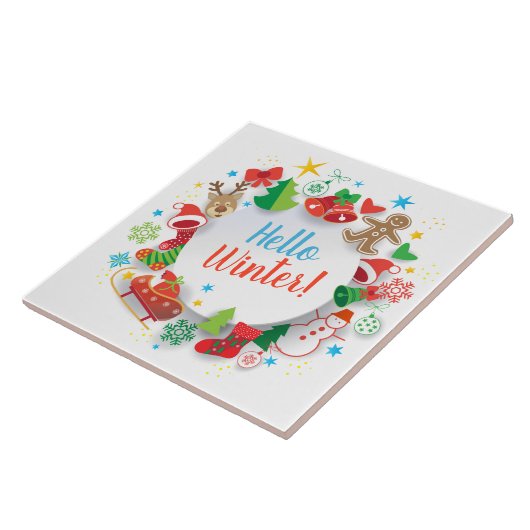 こんにちは冬の明けましておめでとうの休日の装飾 タイル (側面)