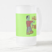 こんにちは友人の気色悪いフランケンシュタインのTシャツ、フード付きスウェットシャツ フロストグラスビールジョッキ (正面右)