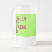 こんにちは友人の気色悪いフランケンシュタインのTシャツ、フード付きスウェットシャツ フロストグラスビールジョッキ (正面左)