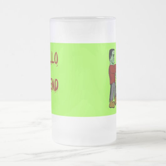 こんにちは友人の気色悪いフランケンシュタインのTシャツ、フード付きスウェットシャツ フロストグラスビールジョッキ (中央)