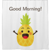 こんにちは友人! パイナップルイラストレーション シャワーカーテン (正面)