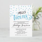 こんにちは双生児の男の子のベビーシャワーの招待状 招待状 (スタンド正面)