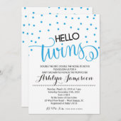 こんにちは双生児の男の子のベビーシャワーの招待状 招待状 (正面/裏面)
