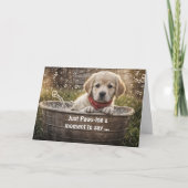 こんにちは可愛いイエロー・ラブラドール・レトリーバーパピーお風呂に入る泡 カード (正面)