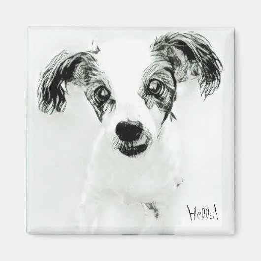 こんにちは可愛い犬の磁石 マグネット (正面)