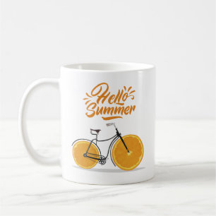 こんにちは夏おもしろい、レトロなバイクTシャツスローピロ コーヒーマグカップ