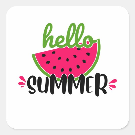 こんにちは夏のスイカ スクエアシール (正面)