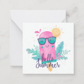 こんにちは夏の太陽とアイスクリーム ノートカード (正面)