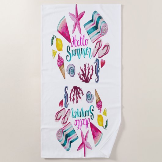 こんにちは夏の時間 ビーチタオル (正面)