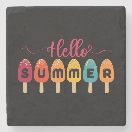 こんにちは夏 | アイスカラフルクリーム ストーンコースター (正面)