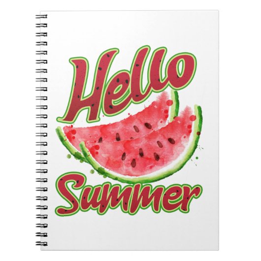 こんにちは夏 | ウオータカラースイカデザイン ノートブック (正面)